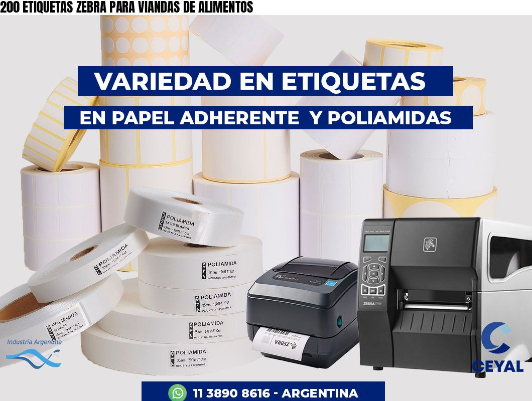 200 ETIQUETAS ZEBRA PARA VIANDAS DE ALIMENTOS