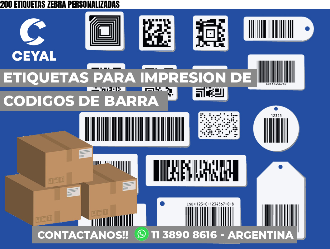 200 ETIQUETAS ZEBRA PERSONALIZADAS