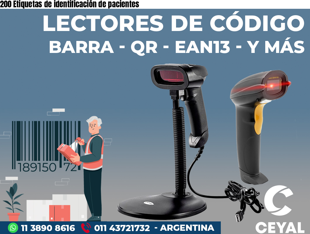 200 Etiquetas de identificación de pacientes