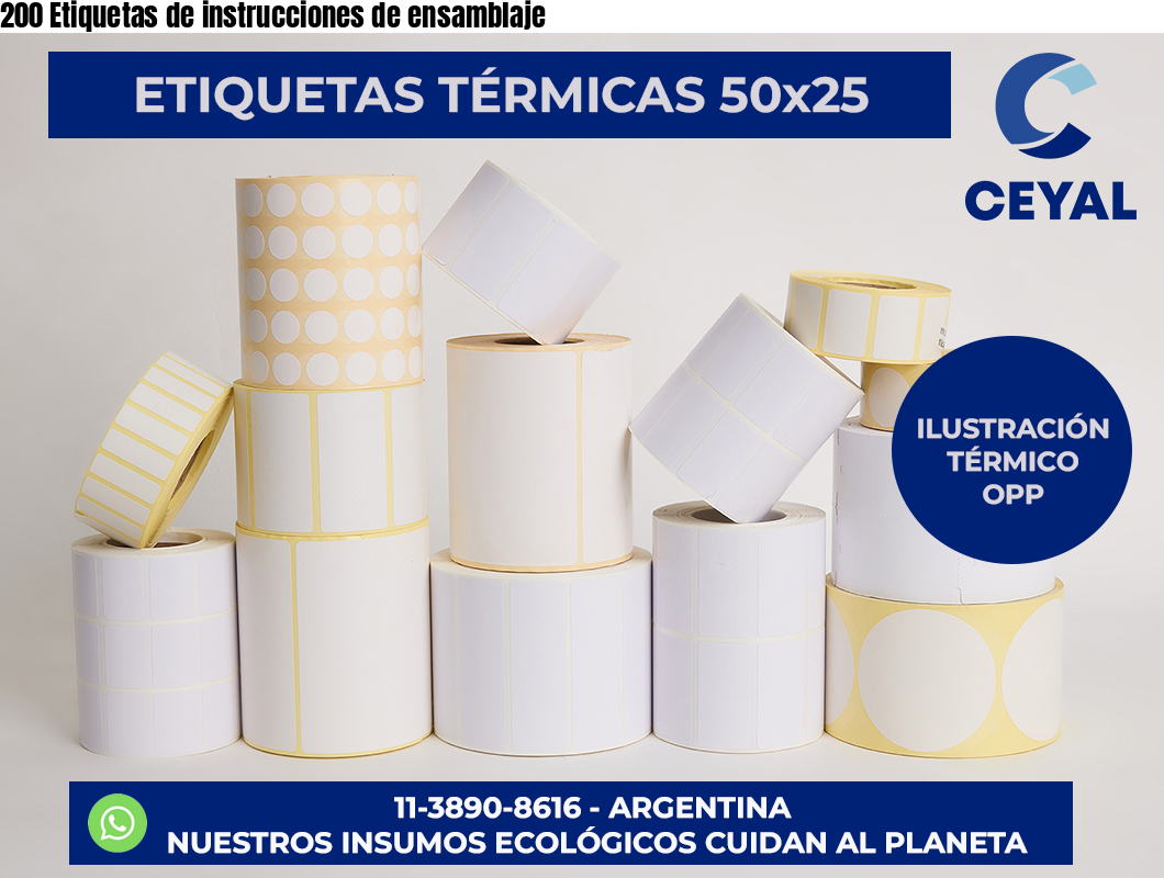 200 Etiquetas de instrucciones de ensamblaje