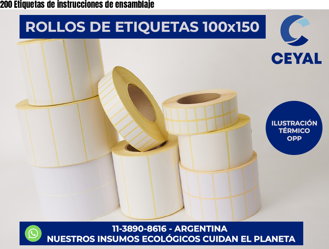200 Etiquetas de instrucciones de ensamblaje