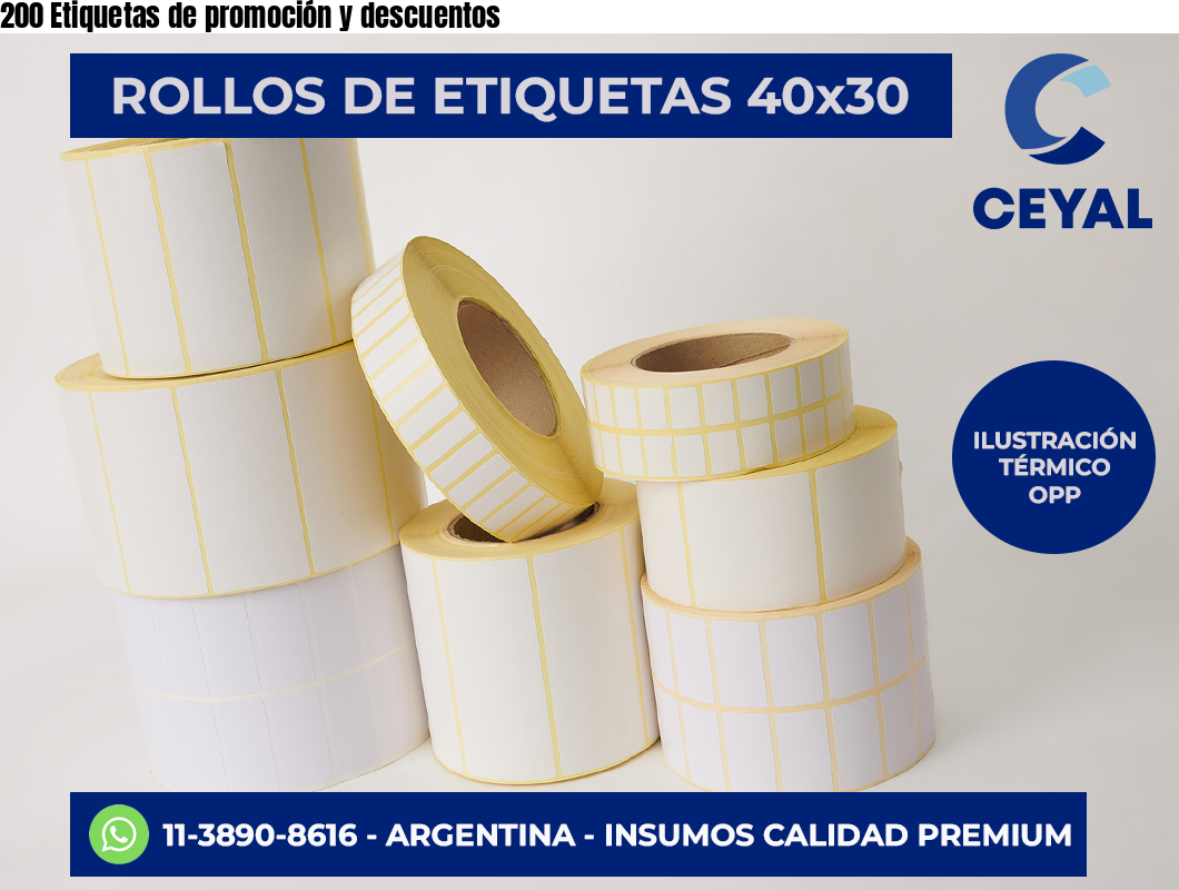 200 Etiquetas de promoción y descuentos