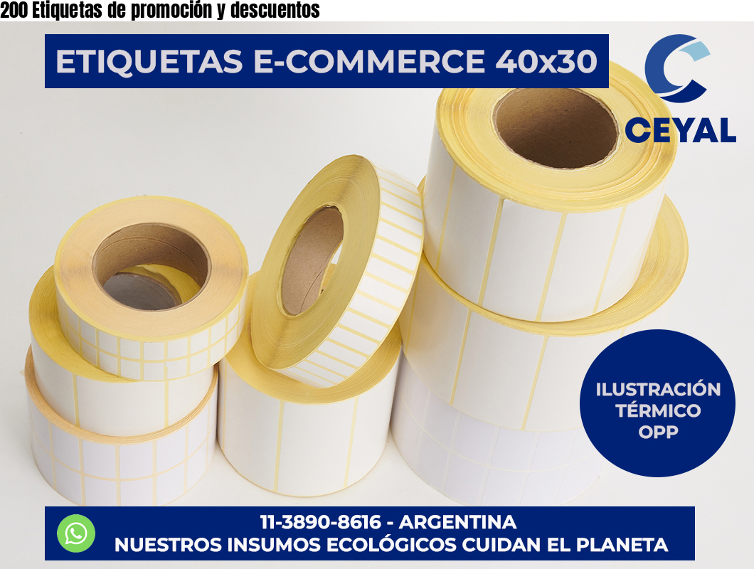 200 Etiquetas de promoción y descuentos