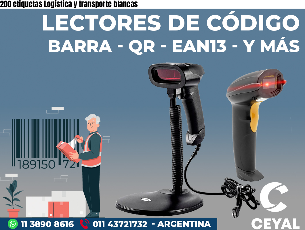 200 etiquetas Logística y transporte blancas