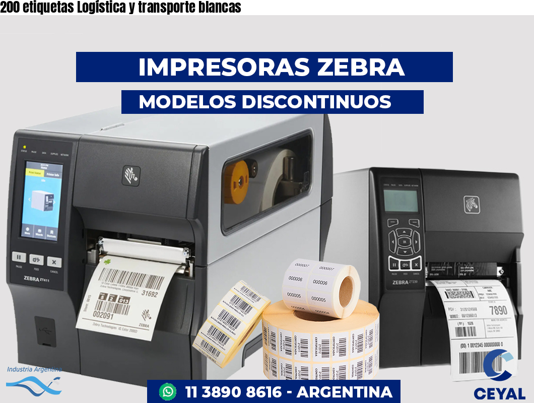200 etiquetas Logística y transporte blancas