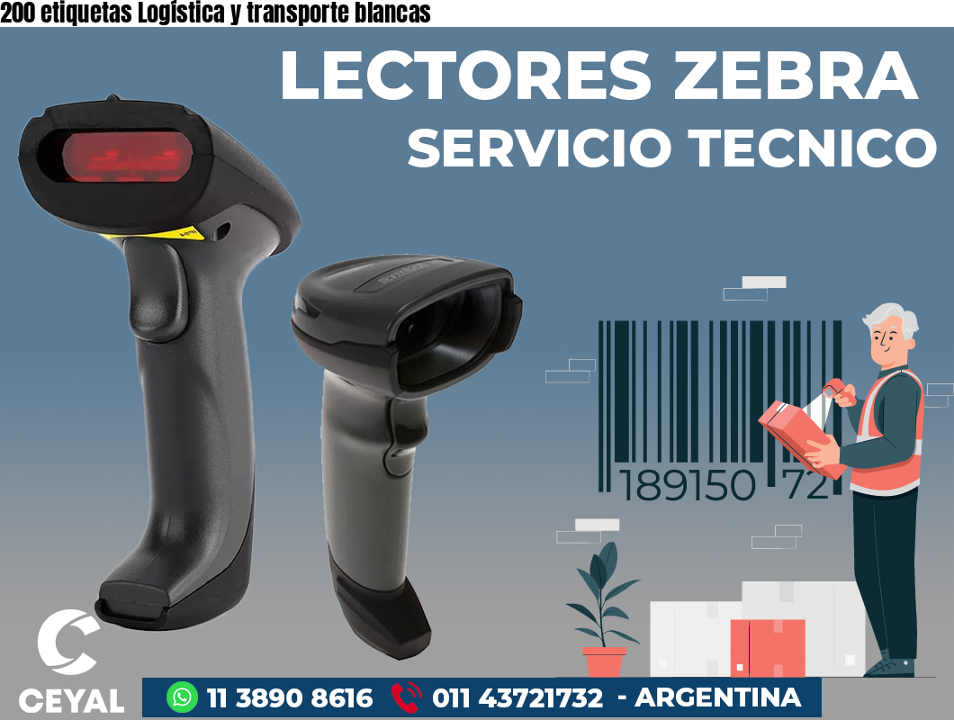 200 etiquetas Logística y transporte blancas