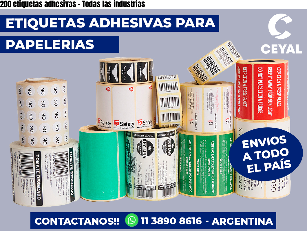 200 etiquetas adhesivas - Todas las industrias