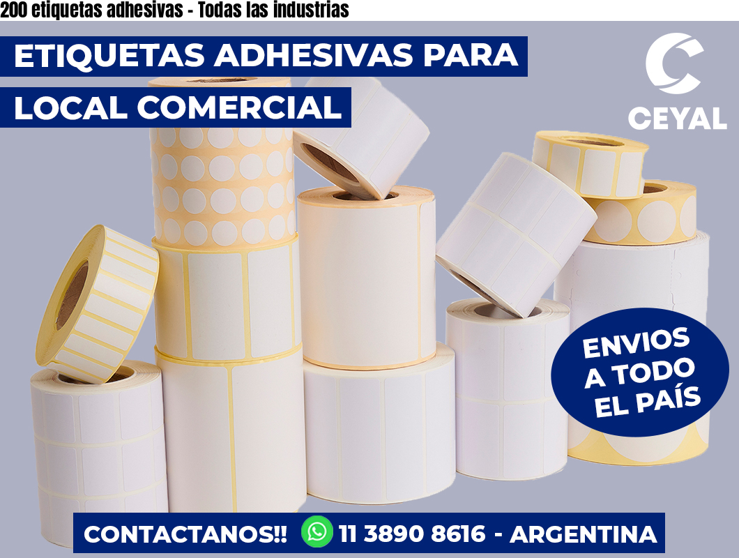 200 etiquetas adhesivas - Todas las industrias