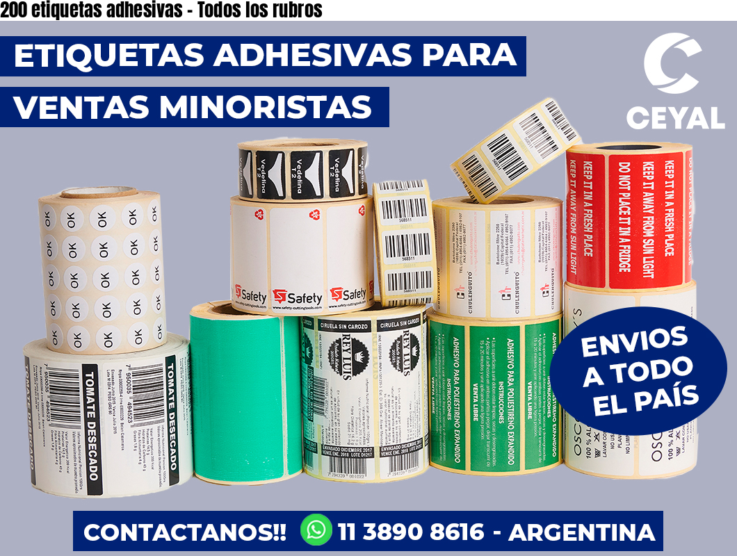 200 etiquetas adhesivas – Todos los rubros