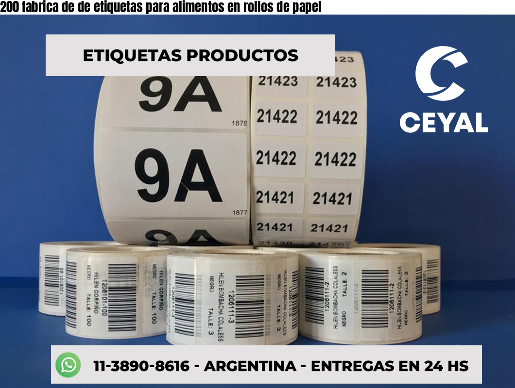 200 fabrica de de etiquetas para alimentos en rollos de papel