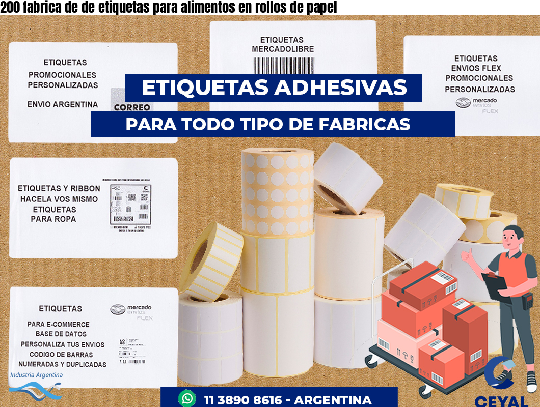 200 fabrica de de etiquetas para alimentos en rollos de papel