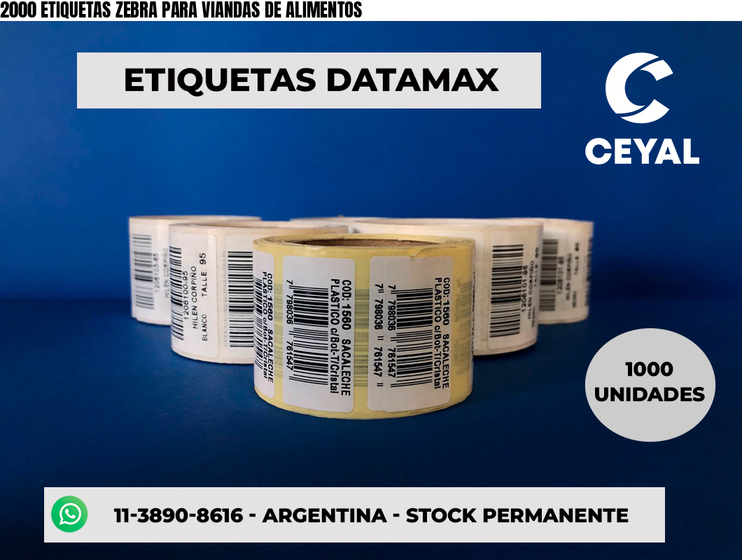 2000 ETIQUETAS ZEBRA PARA VIANDAS DE ALIMENTOS