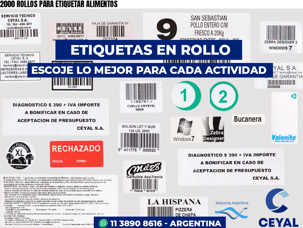 2000 ROLLOS PARA ETIQUETAR ALIMENTOS