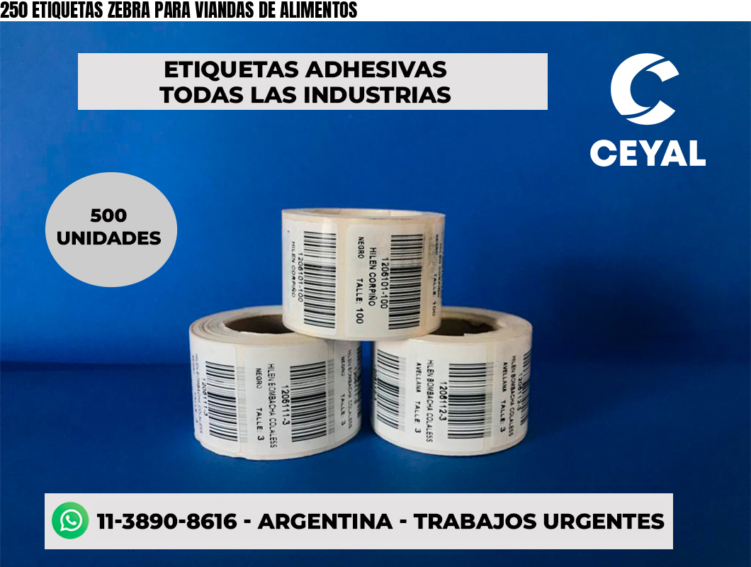 250 ETIQUETAS ZEBRA PARA VIANDAS DE ALIMENTOS
