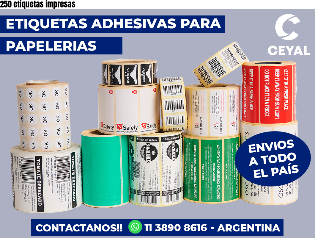 250 etiquetas impresas