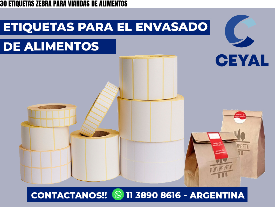 30 ETIQUETAS ZEBRA PARA VIANDAS DE ALIMENTOS