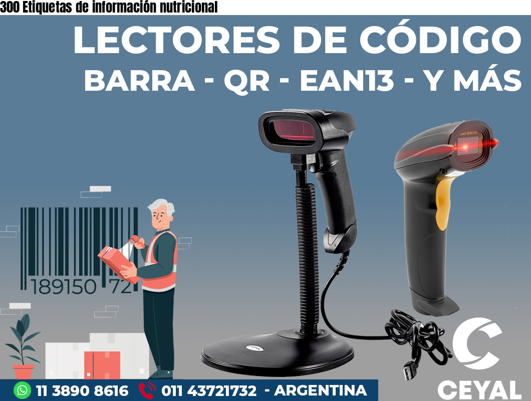 300 Etiquetas de información nutricional