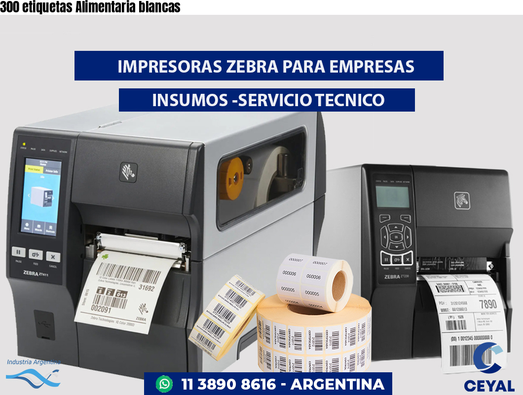 300 etiquetas Alimentaria blancas