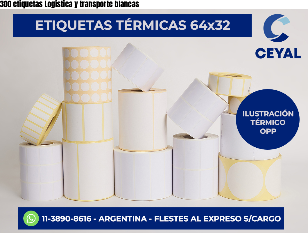 300 etiquetas Logística y transporte blancas