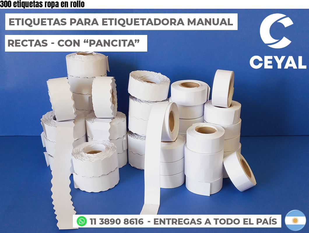300 etiquetas ropa en rollo
