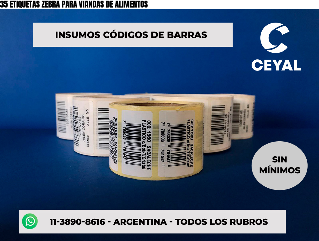 35 ETIQUETAS ZEBRA PARA VIANDAS DE ALIMENTOS