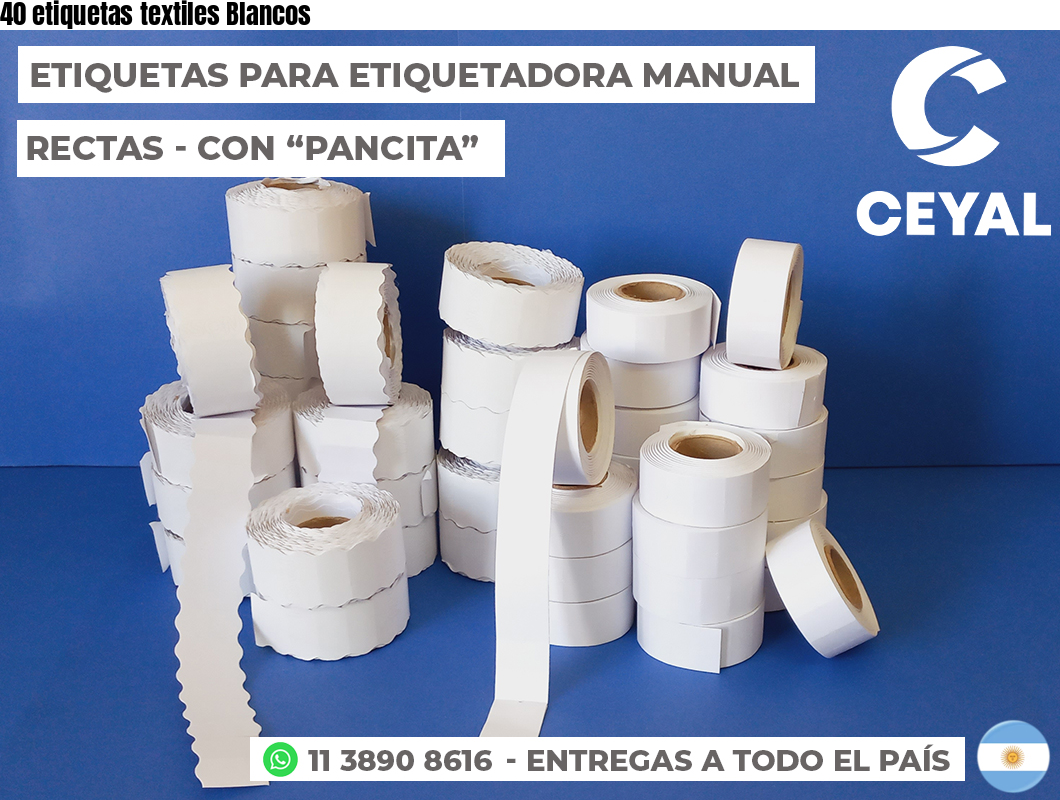 40 etiquetas textiles Blancos