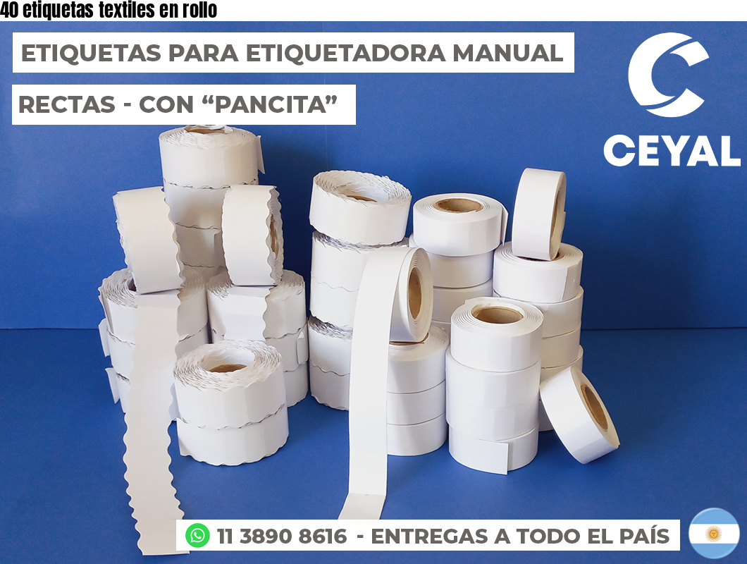40 etiquetas textiles en rollo