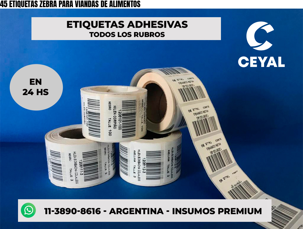 45 ETIQUETAS ZEBRA PARA VIANDAS DE ALIMENTOS