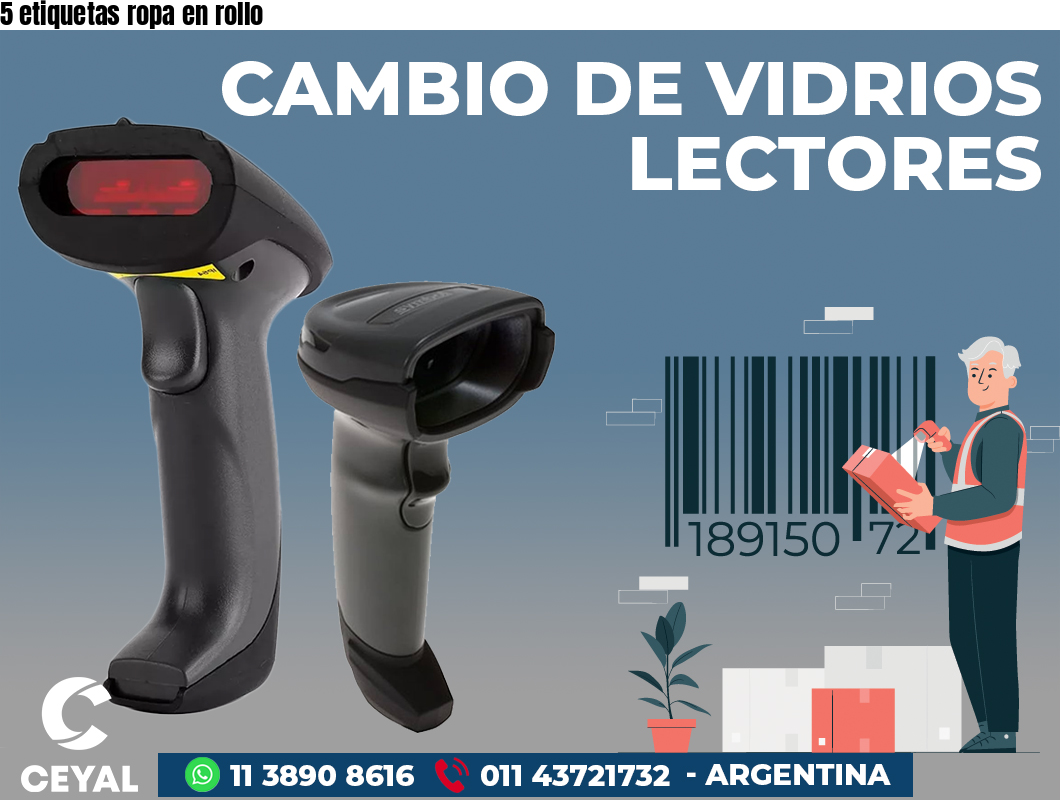 5 etiquetas ropa en rollo