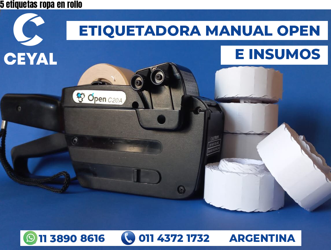 5 etiquetas ropa en rollo