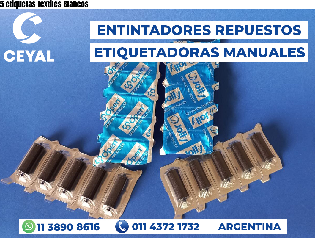 5 etiquetas textiles Blancos