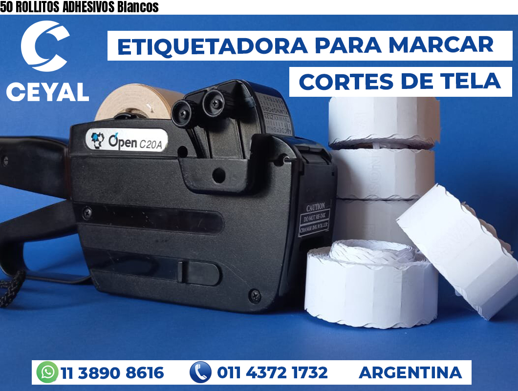 50 ROLLITOS ADHESIVOS Blancos