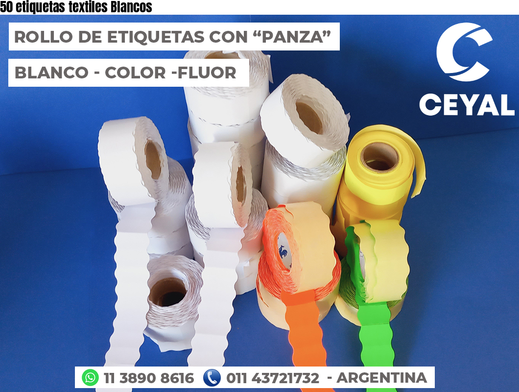50 etiquetas textiles Blancos