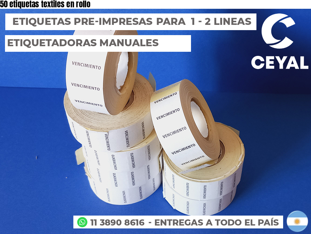 50 etiquetas textiles en rollo