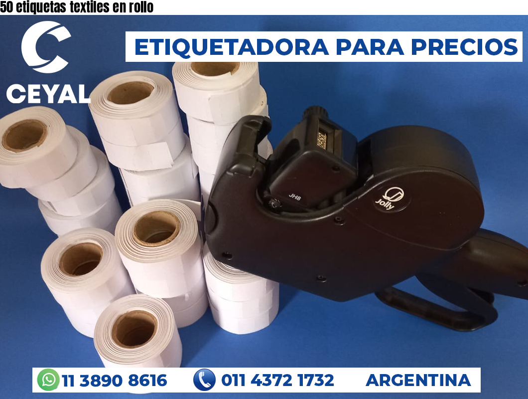 50 etiquetas textiles en rollo