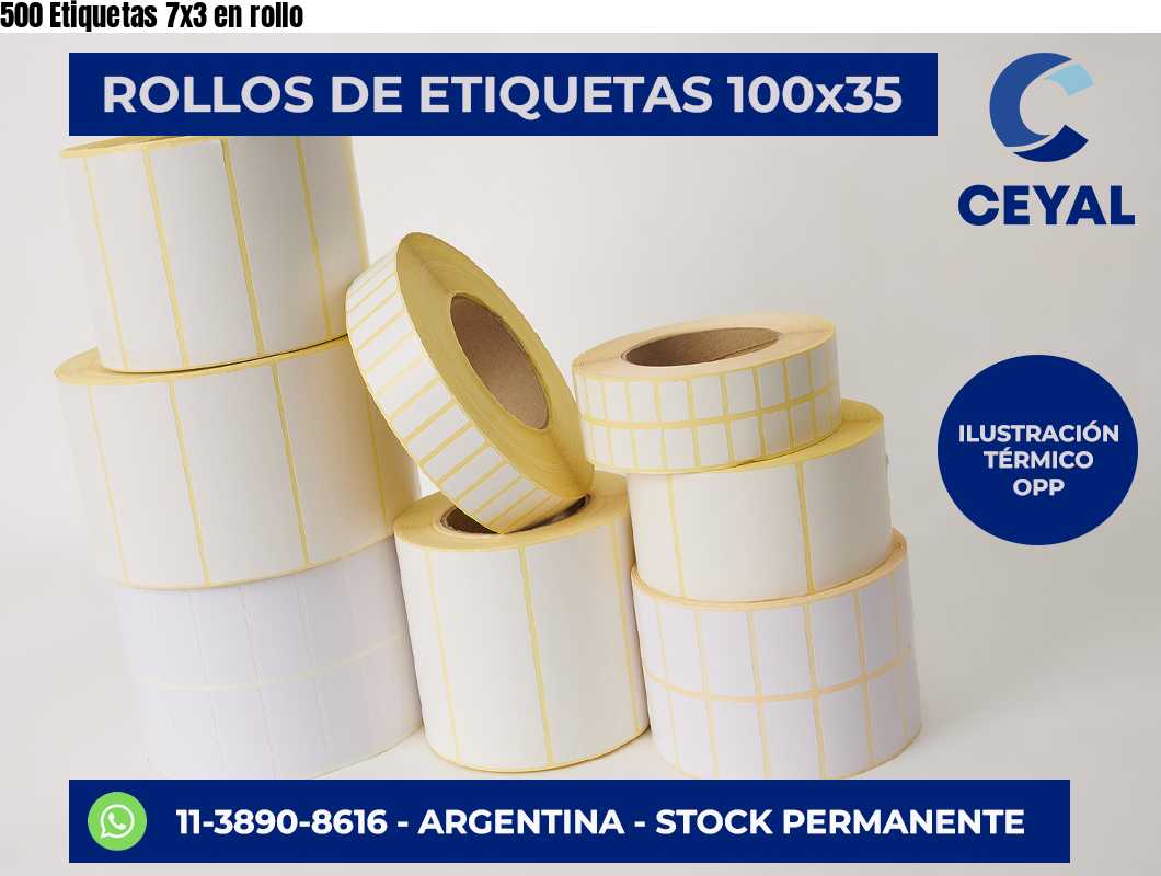 500 Etiquetas 7×3 en rollo