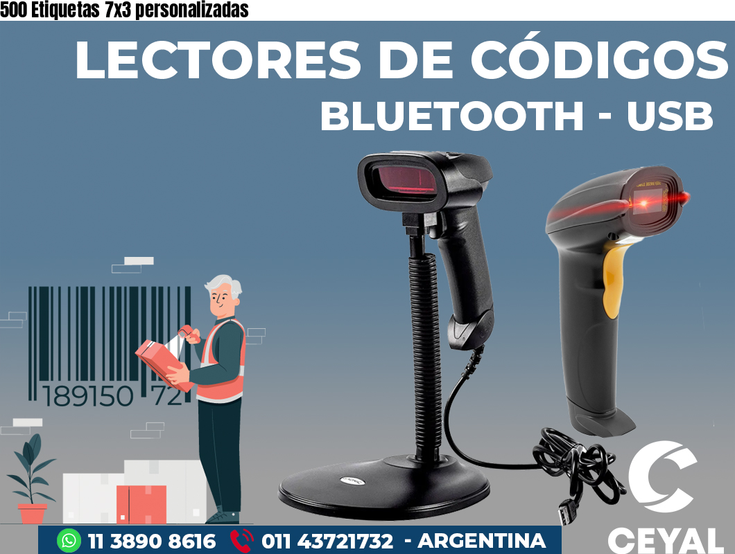 500 Etiquetas 7x3 personalizadas