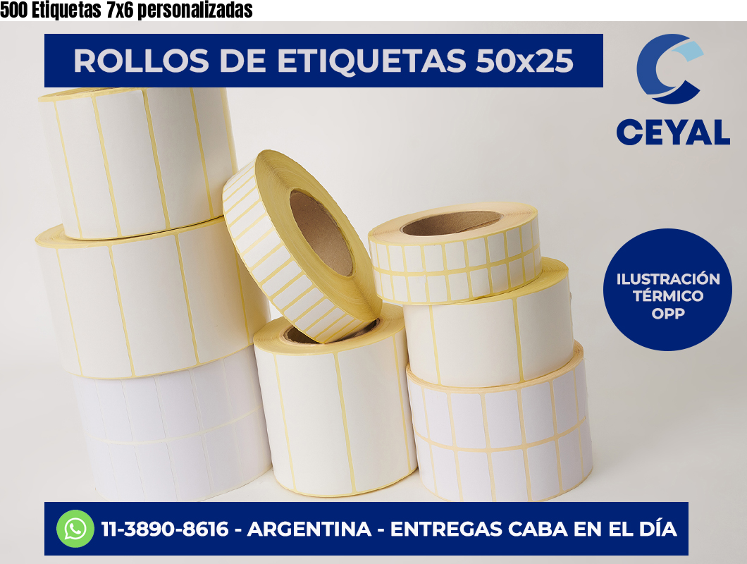 500 Etiquetas 7×6 personalizadas