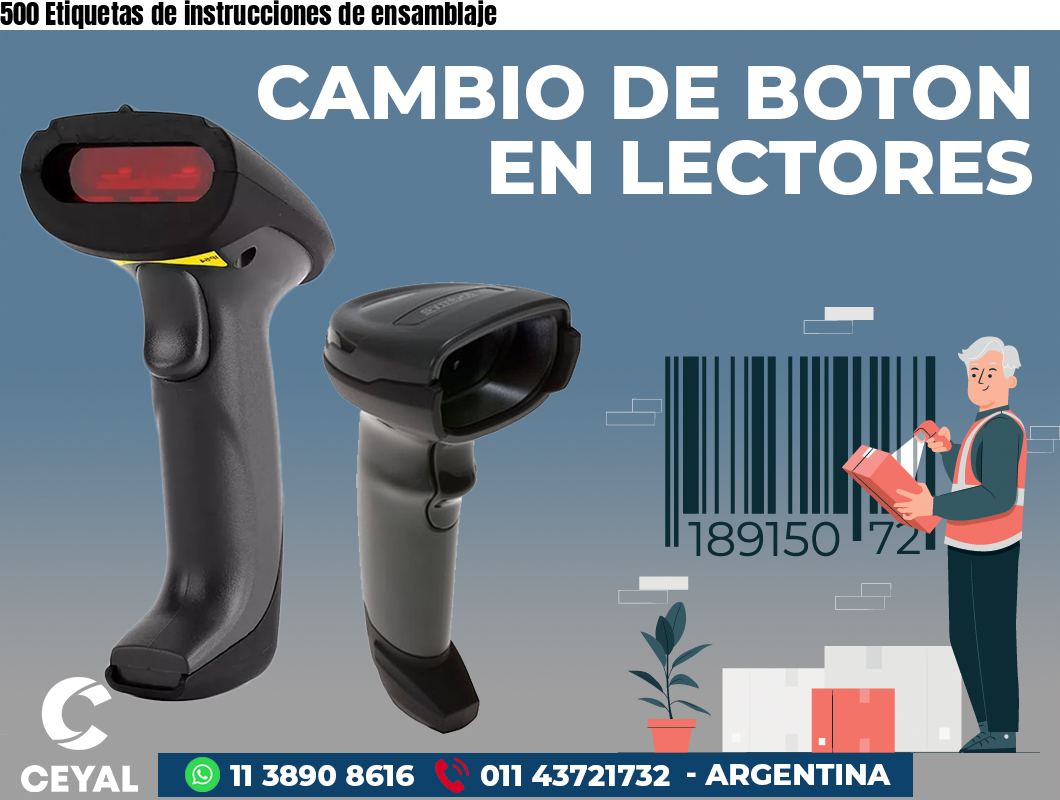 500 Etiquetas de instrucciones de ensamblaje