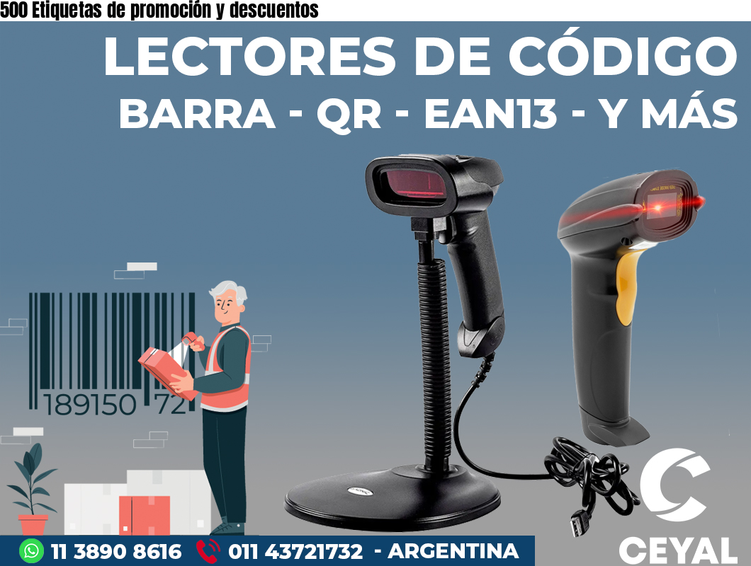 500 Etiquetas de promoción y descuentos