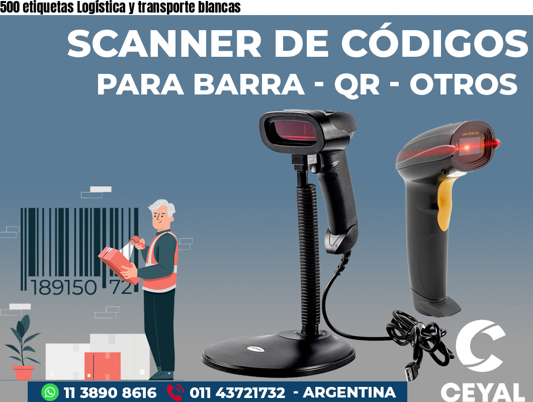 500 etiquetas Logística y transporte blancas