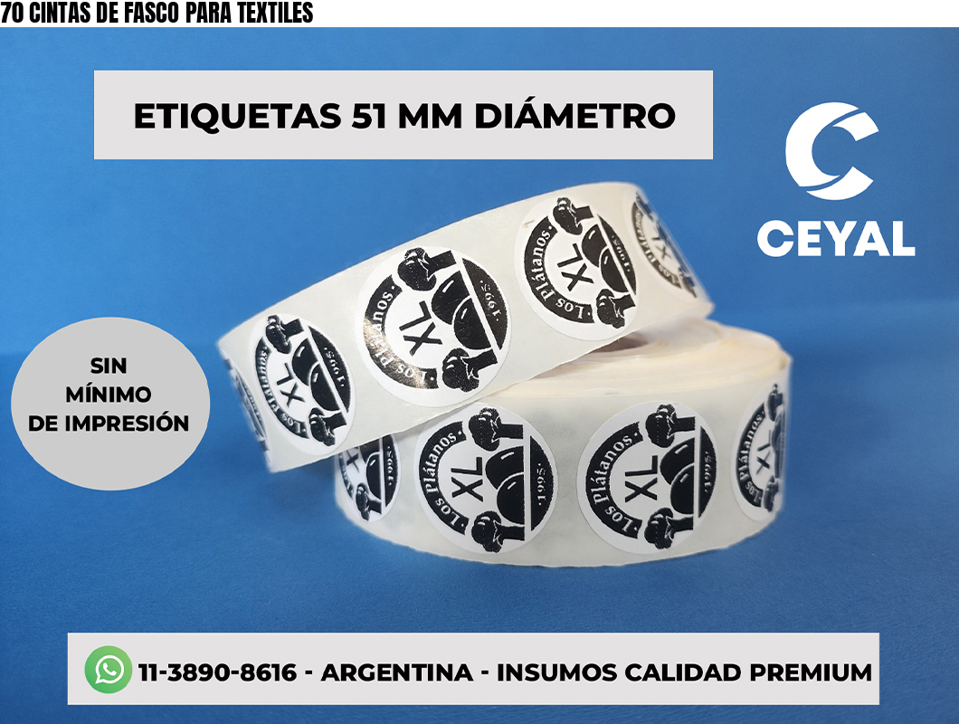 70 CINTAS DE FASCO PARA TEXTILES