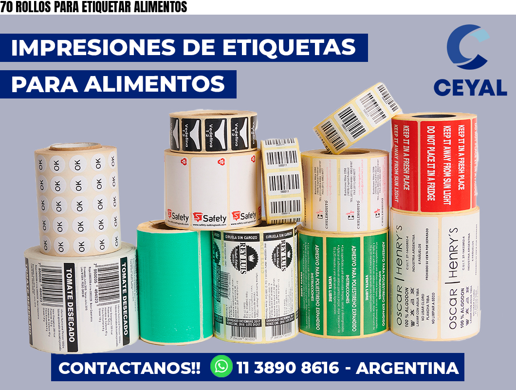 70 ROLLOS PARA ETIQUETAR ALIMENTOS