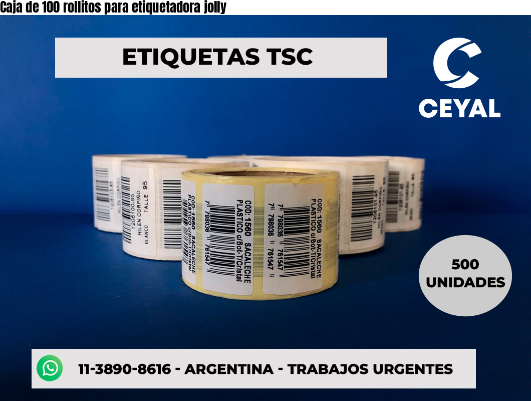 Caja de 100 rollitos para etiquetadora jolly