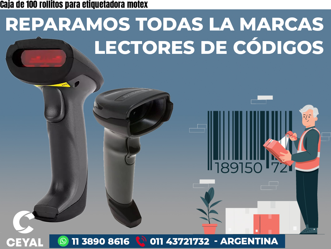 Caja de 100 rollitos para etiquetadora motex