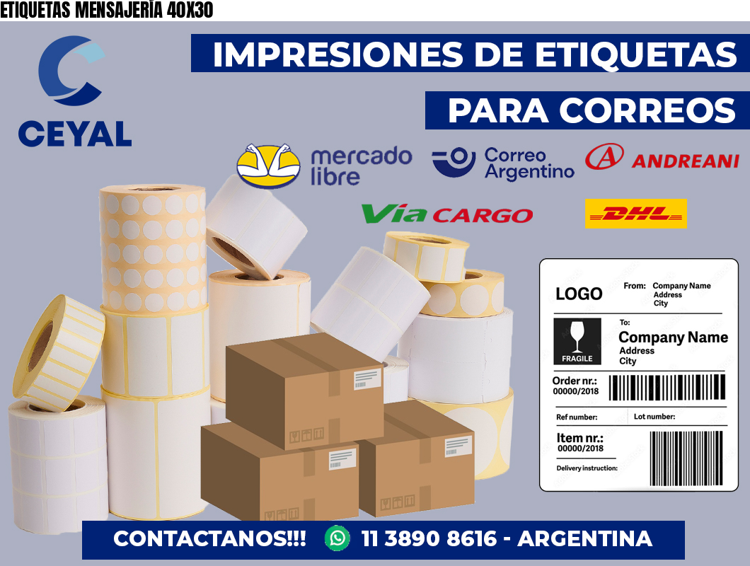 ETIQUETAS MENSAJERÍA 40X30