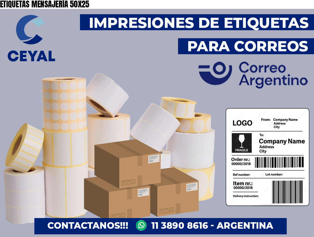 ETIQUETAS MENSAJERÍA 50X25