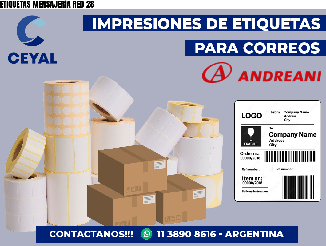 ETIQUETAS MENSAJERÍA RED 28