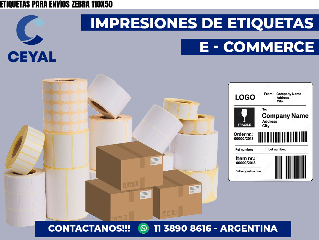 ETIQUETAS PARA ENVÍOS ZEBRA 110X50