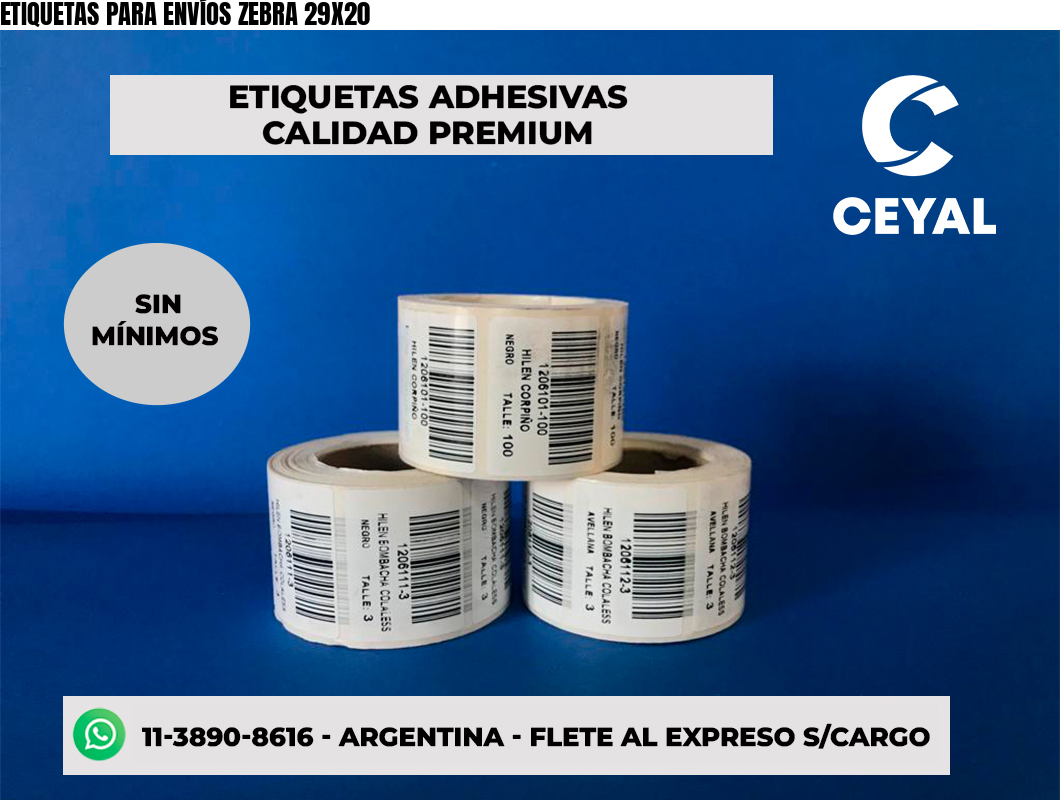 ETIQUETAS PARA ENVÍOS ZEBRA 29X20